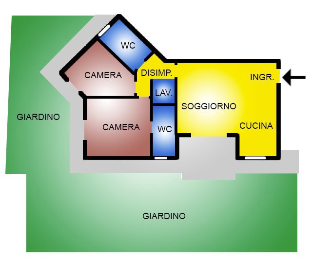 Trilocale con giardino a Marcallo con Casone