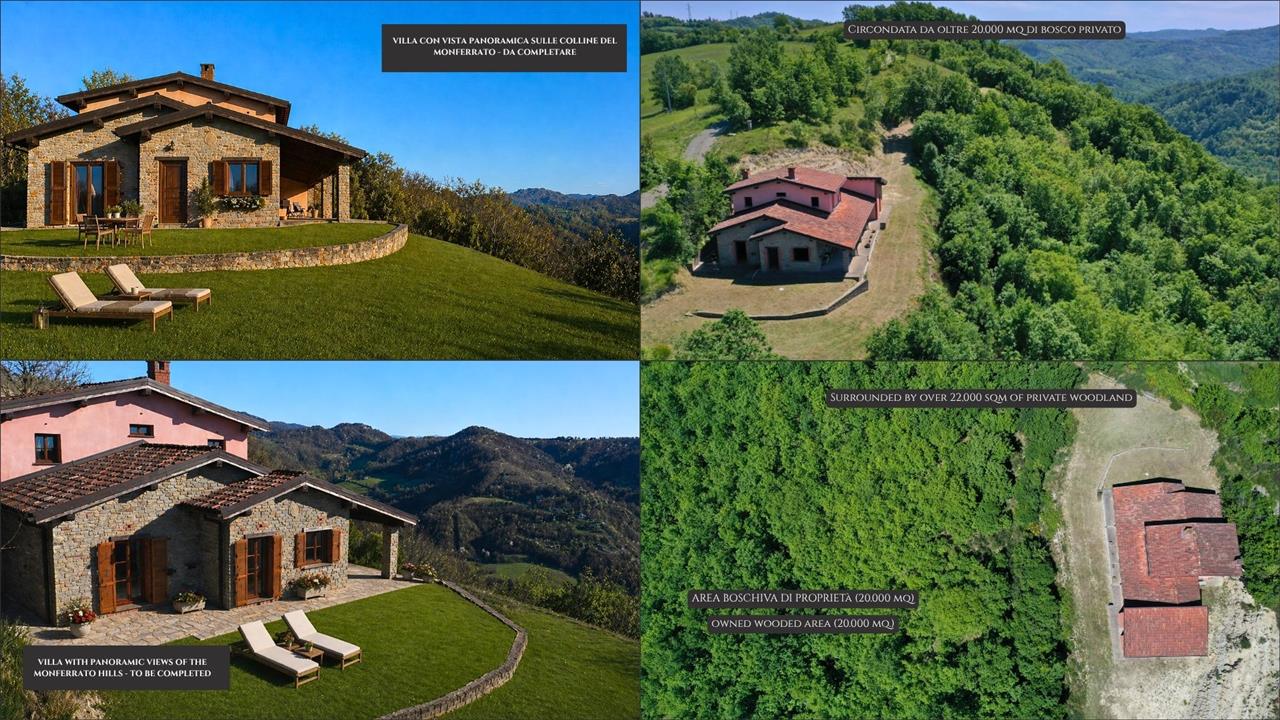 Villa panoramica nel Monferrato con oltre 2 ettari di parco privato collinare
