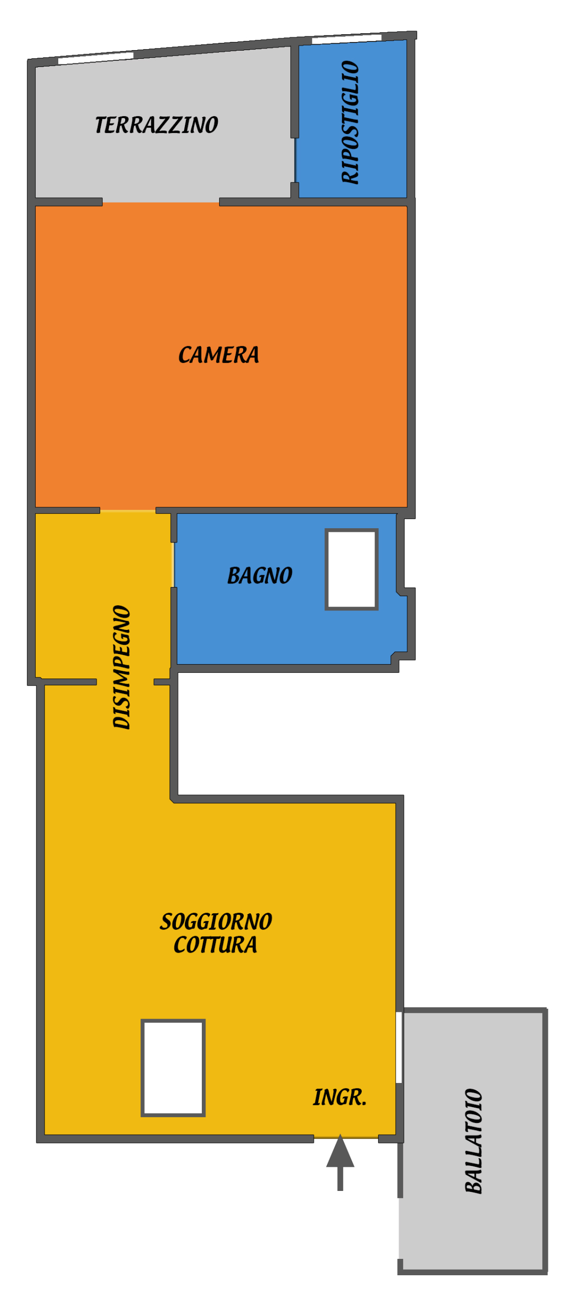 Bilocale con terrazzo a Bologna