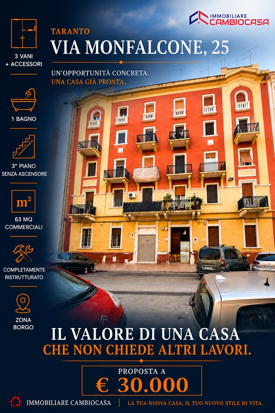 Bilocale ristrutturato in via monfalcone 25, Taranto