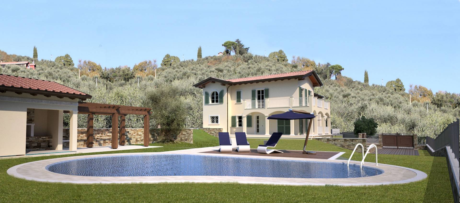Villini bifamiliari di nuova progettazione con parco piscina e vista mare in vendita a Massarosa, Ba