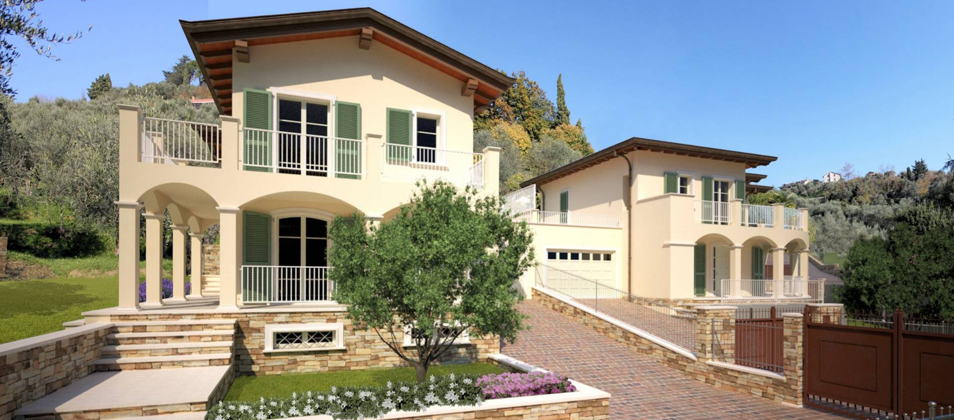 Villini bifamiliari di nuova progettazione con parco piscina e vista mare in vendita a Massarosa, Ba