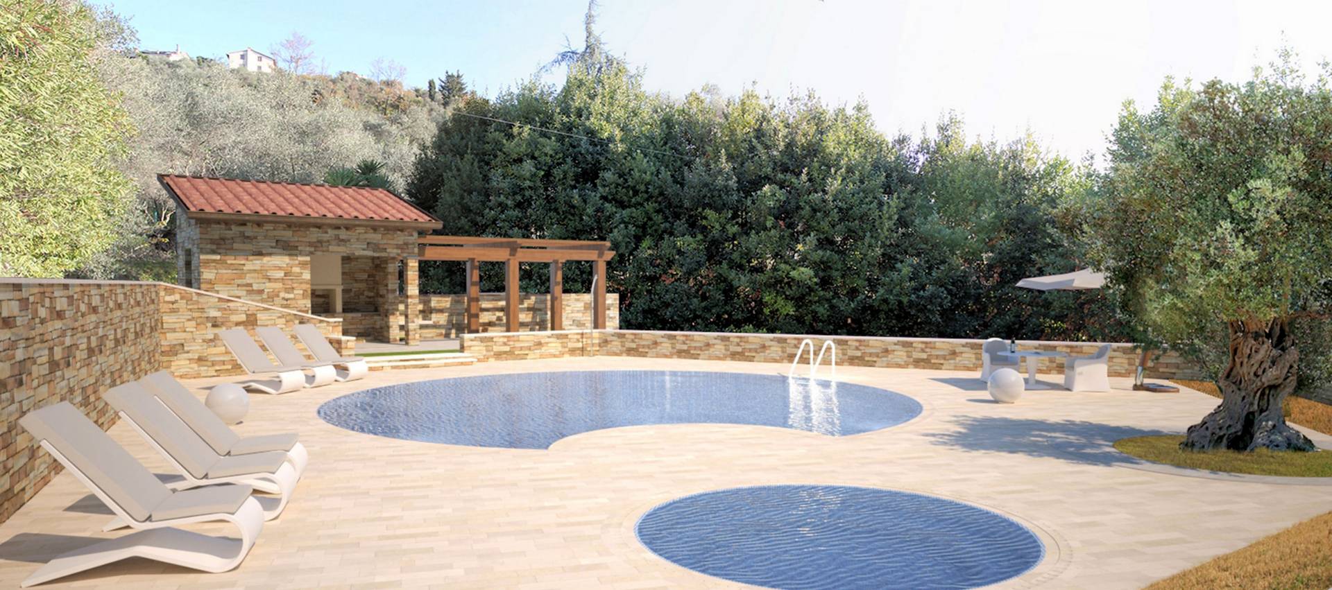 Villini bifamiliari di nuova progettazione con parco piscina e vista mare in vendita a Massarosa, Ba