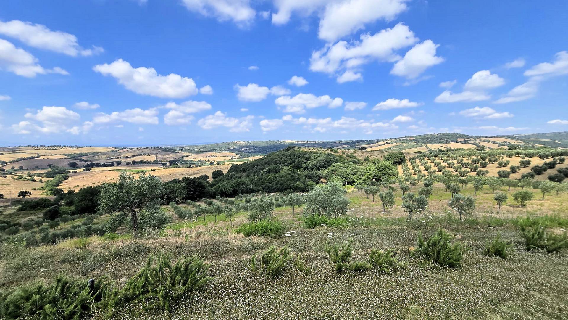 Villa di recente costruzione con ampio terreno e vista panoramica sulla campagna fino al mare in ven