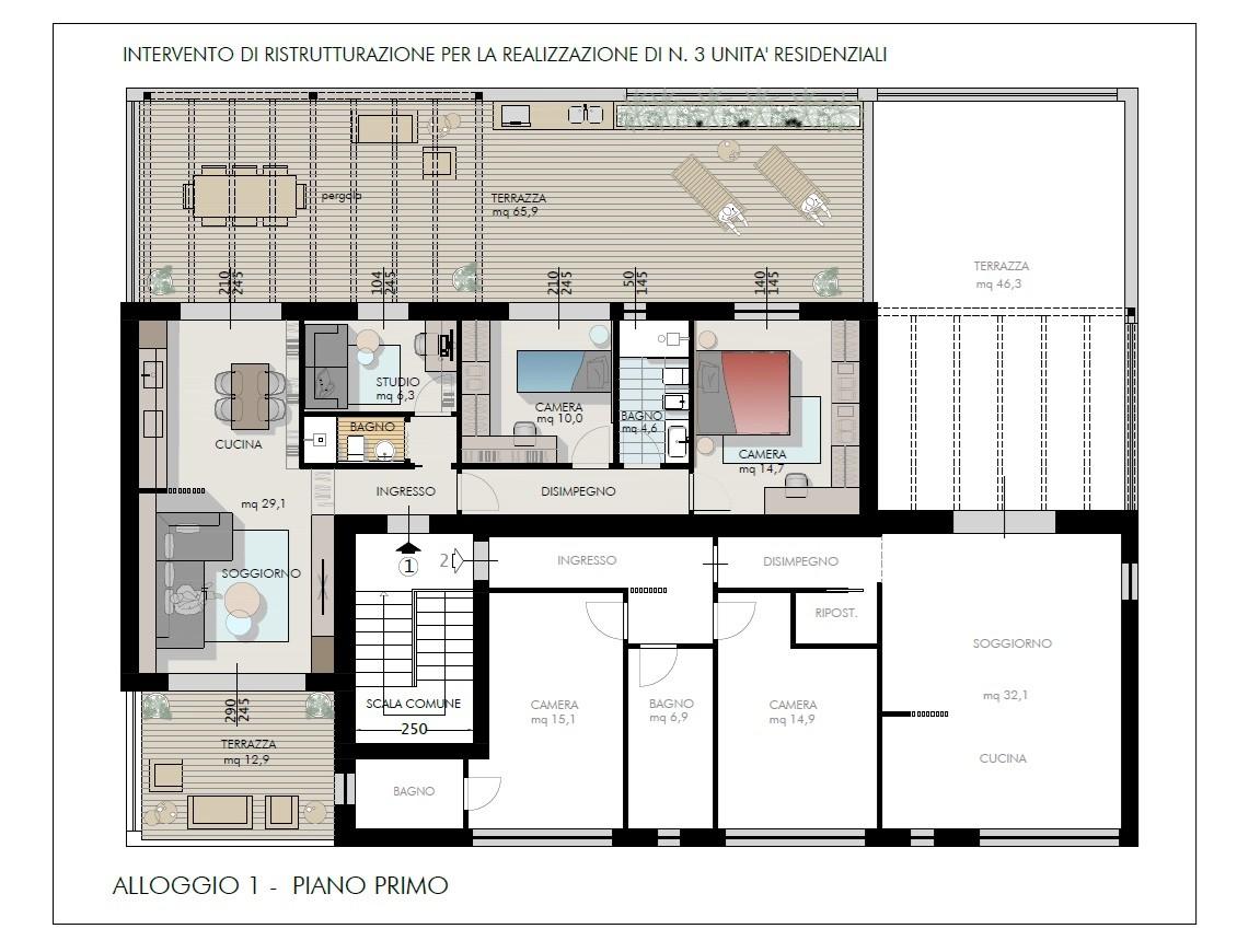 Appartamento con terrazzi a Cascina