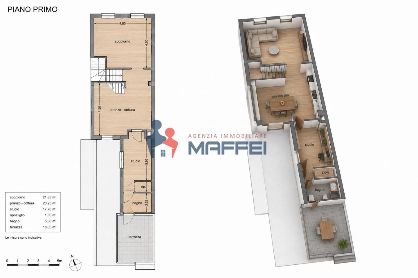 Trilocale con terrazzo, Viareggio centro