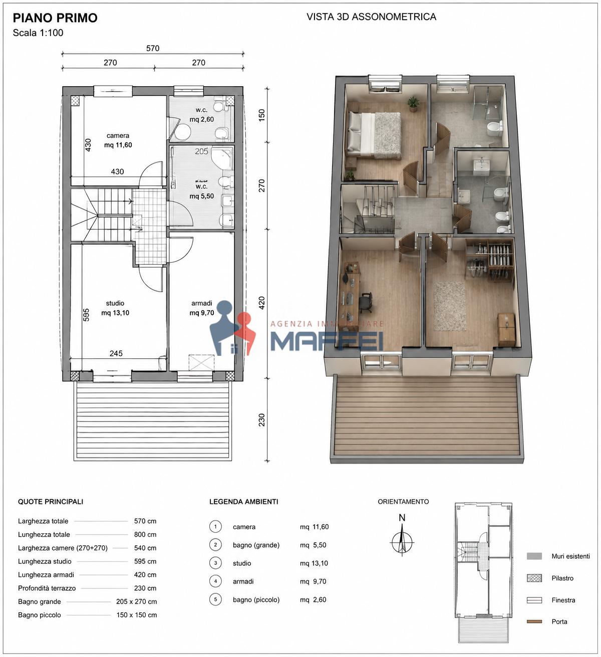 Trilocale con terrazzo, Viareggio centro