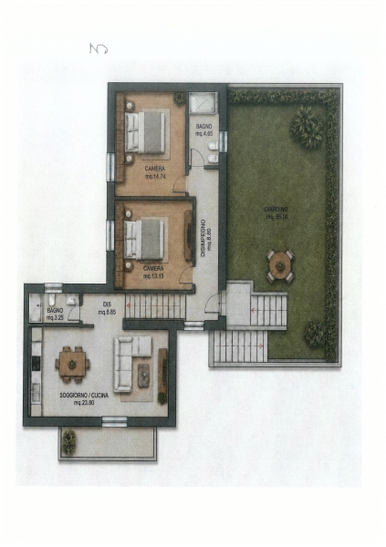 Quadrilocale con giardino a Arezzo