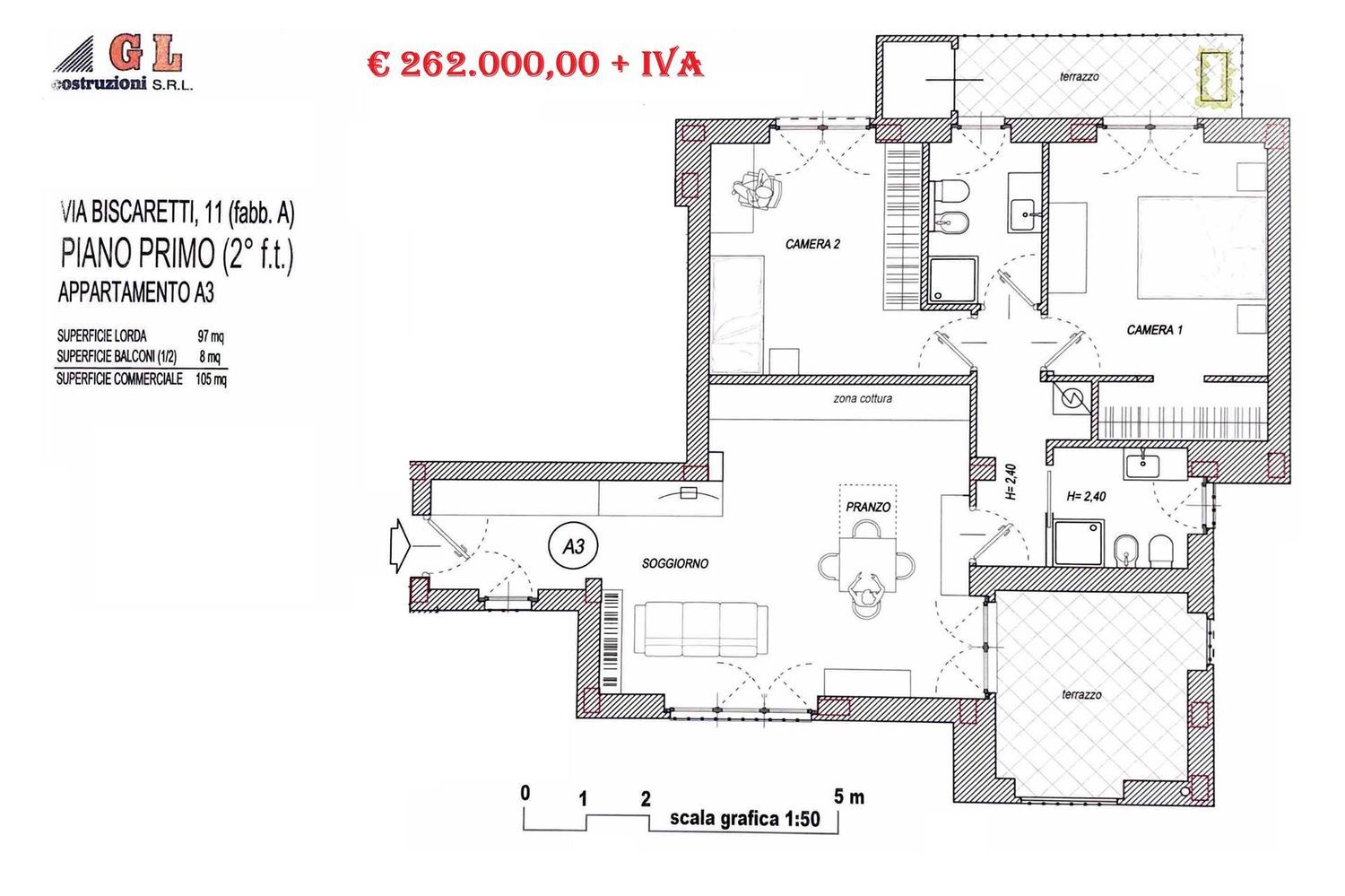 Trilocale in vendita in via biscaretti 0, Chieri