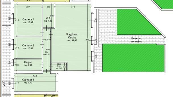 Quadrilocale con giardino a Cascina