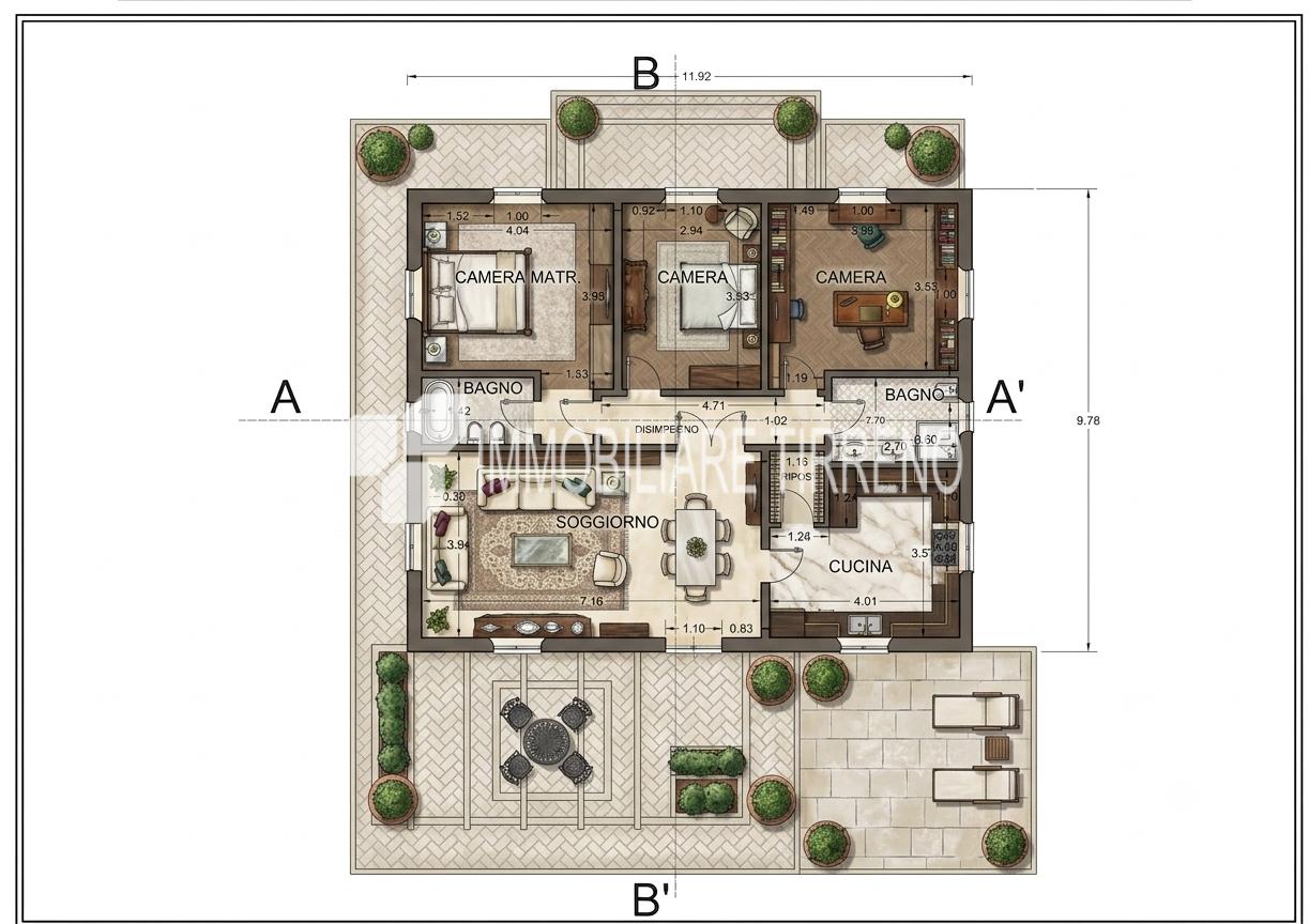 Villa con terrazzo, Massa marina di