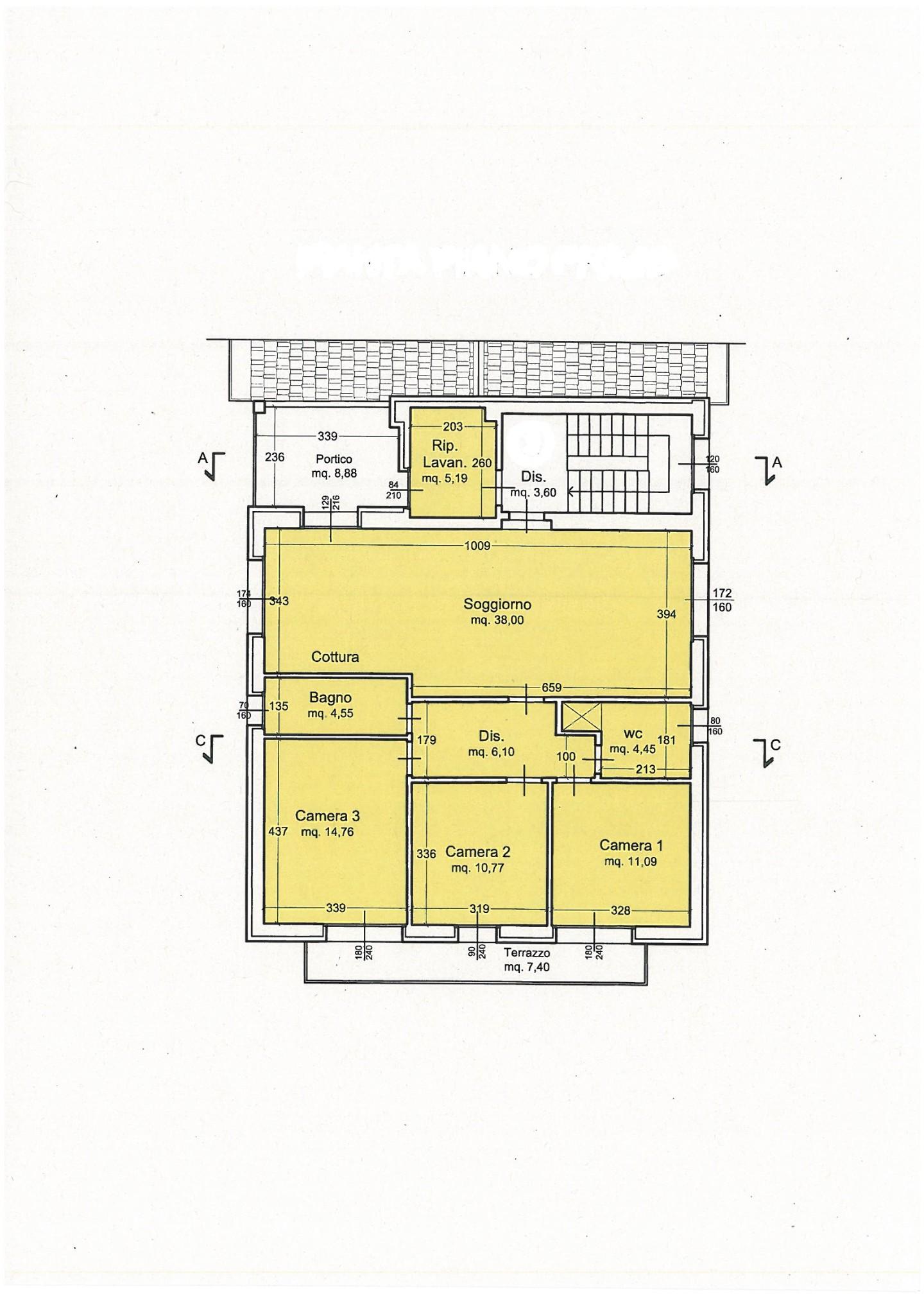 Quadrilocale con terrazzo a Cascina