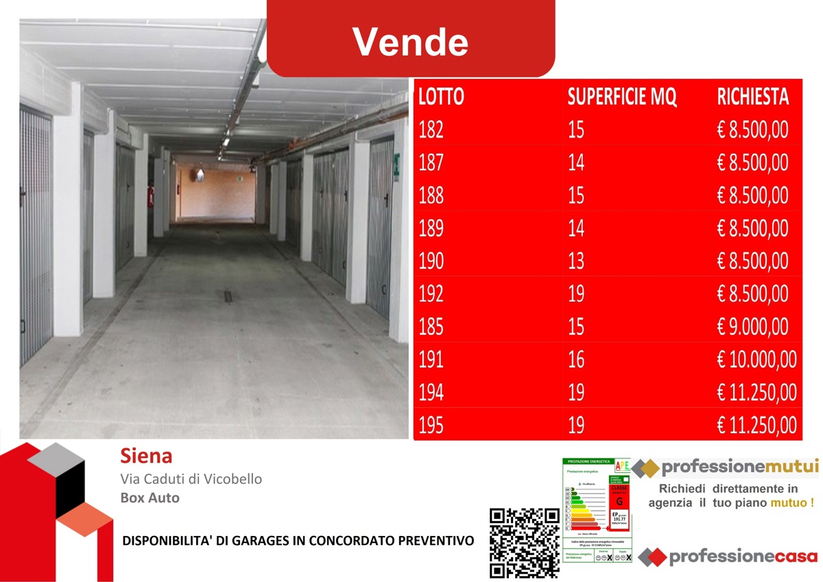Box/Garage 18mq in vendita a Siena