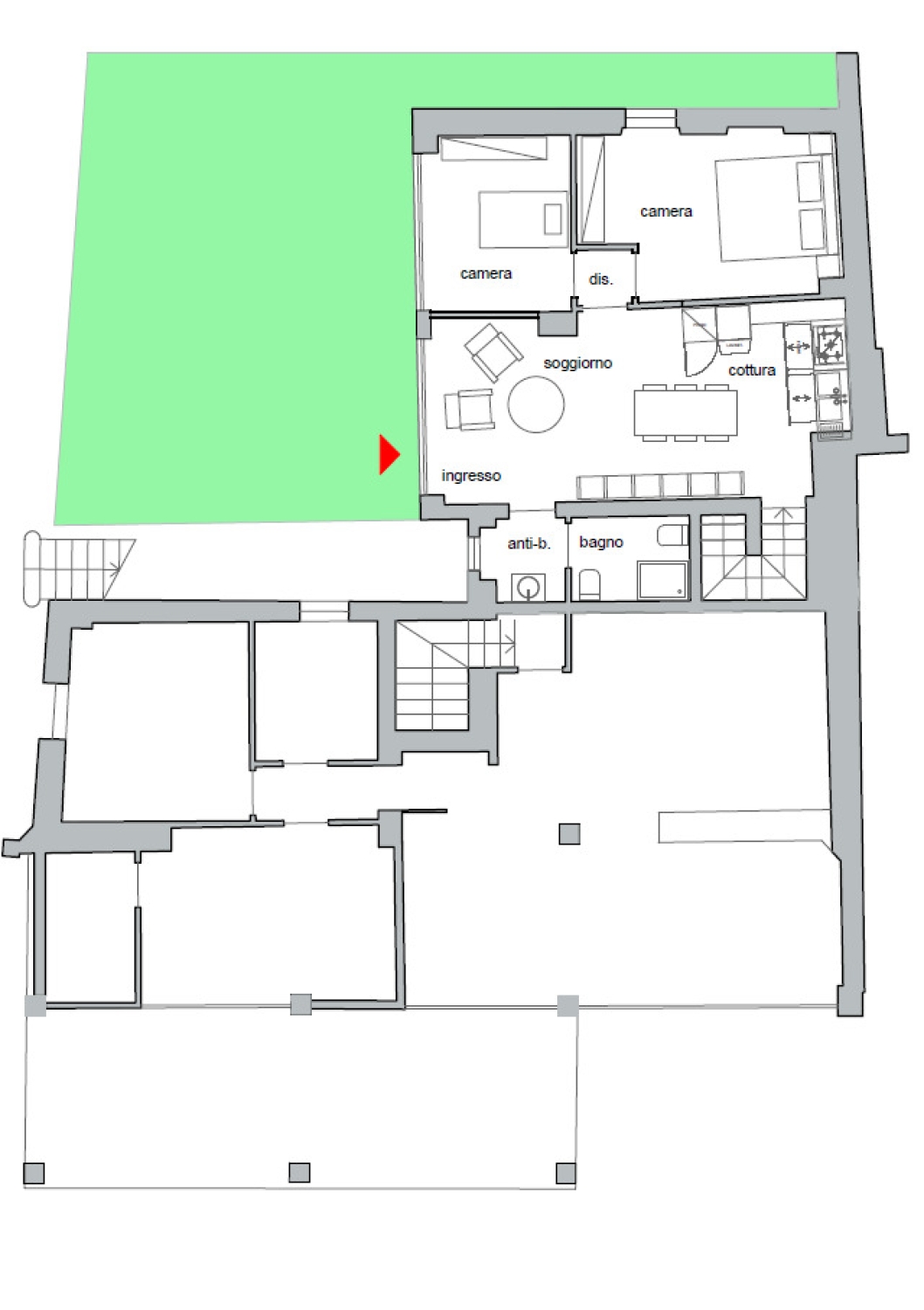 Trilocale con giardino in paratico via gorizia, Paratico