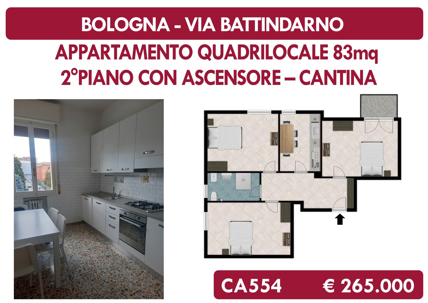 Quadrilocale con box a Bologna