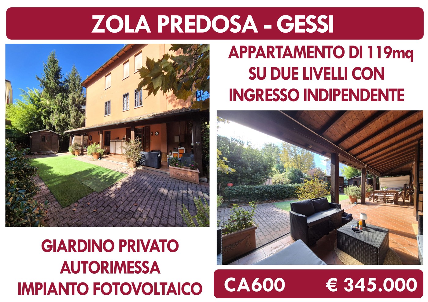 Quadrilocale con giardino a Zola Predosa