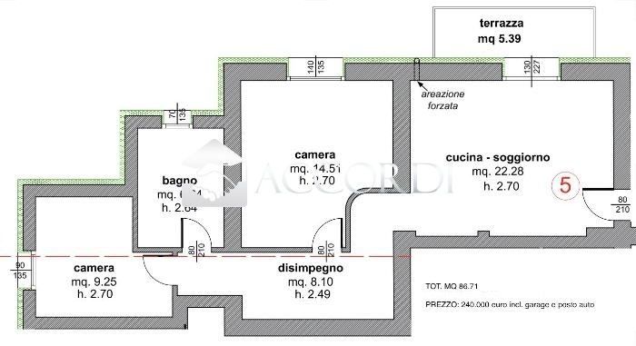 Trilocale con terrazzo a Colle Umberto