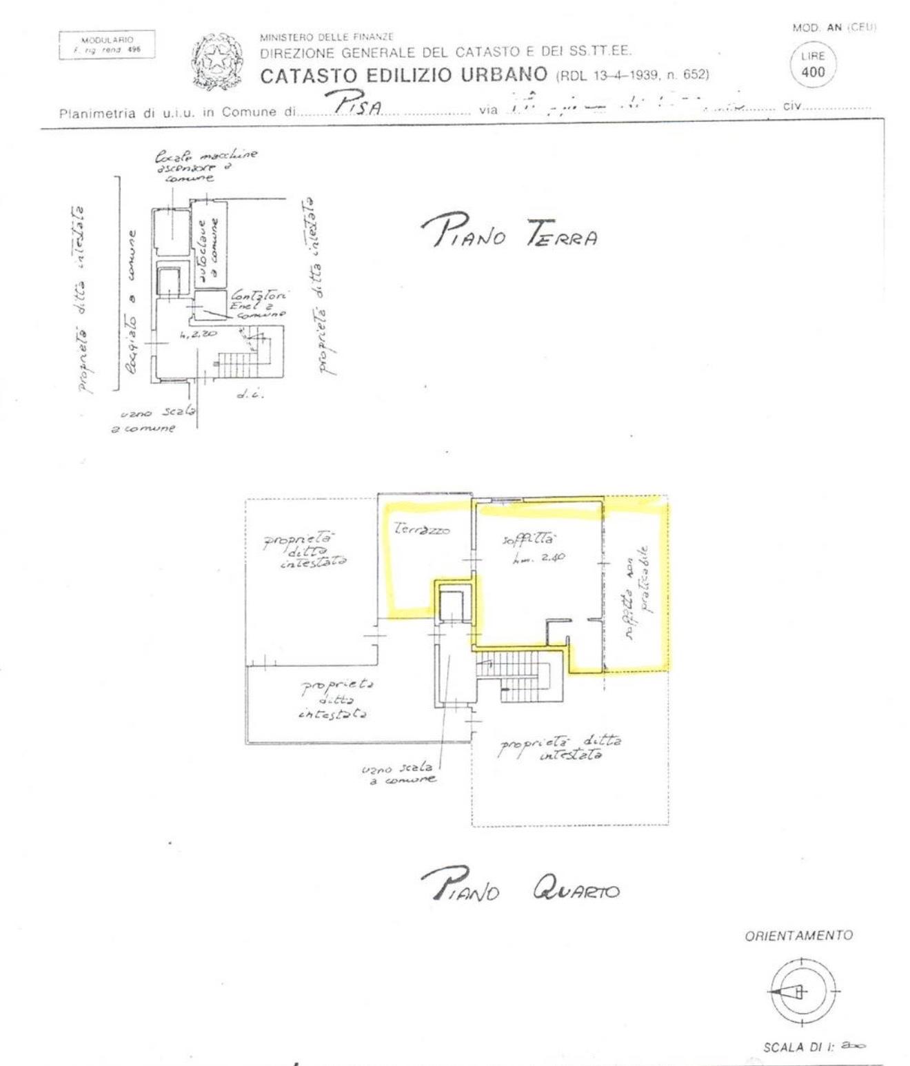 Attico con terrazzo, Pisa riglione oratoio