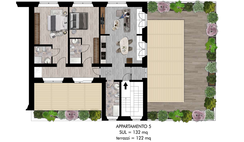 Trilocale con terrazzi, Pisa san francesco