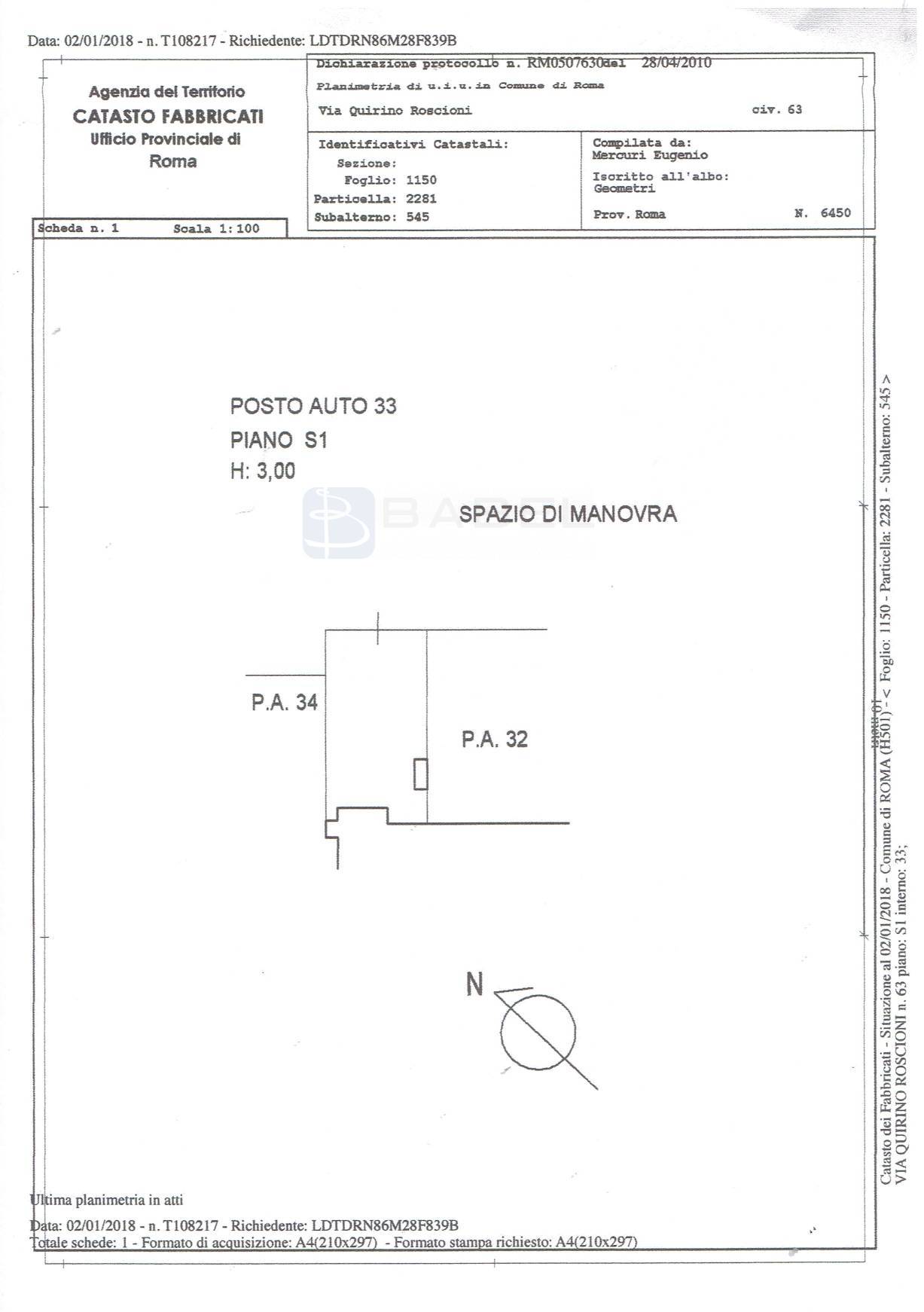 Posto auto coperto in vendita a Roma, Spinaceto