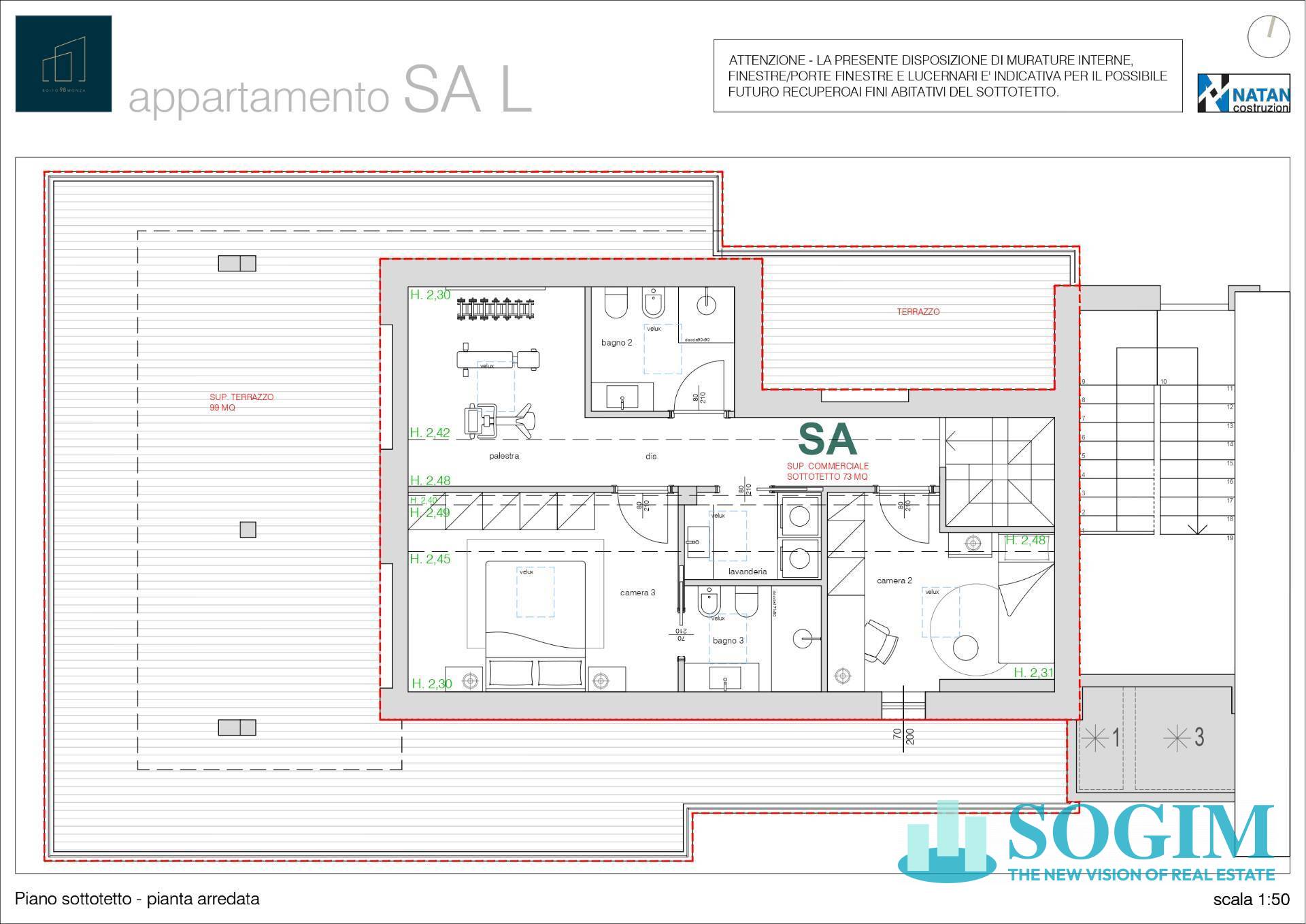 Attico in vendita a Monza, Cazzaniga