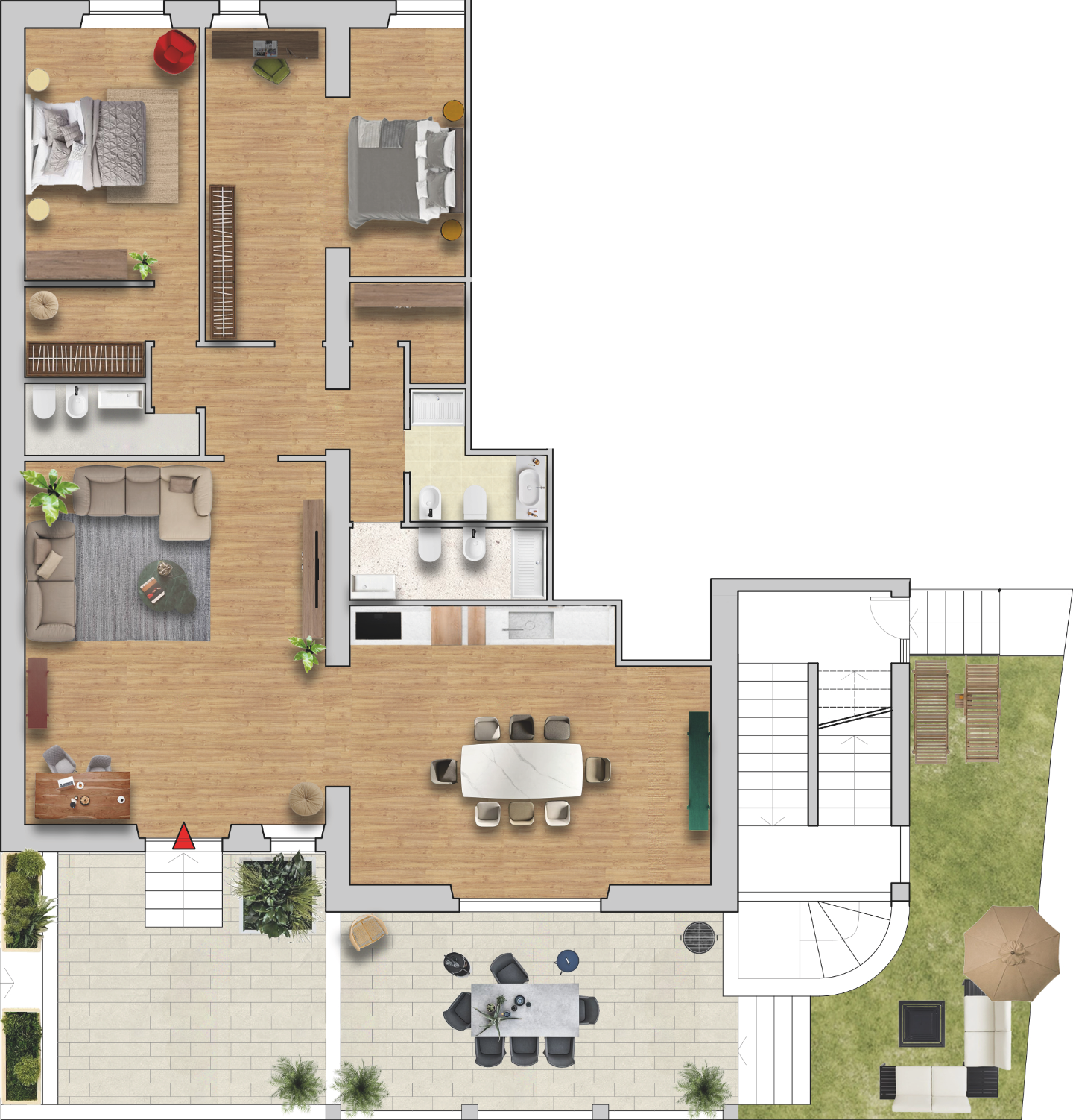 Appartamento con giardino, Siena porta pispini