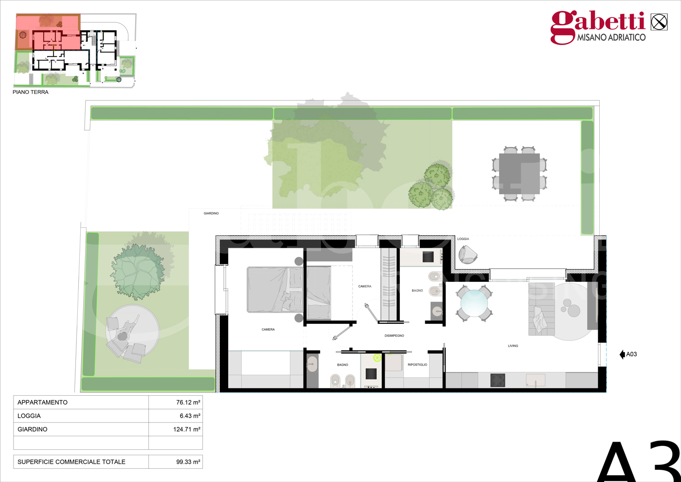 Trilocale con giardino a Misano Adriatico