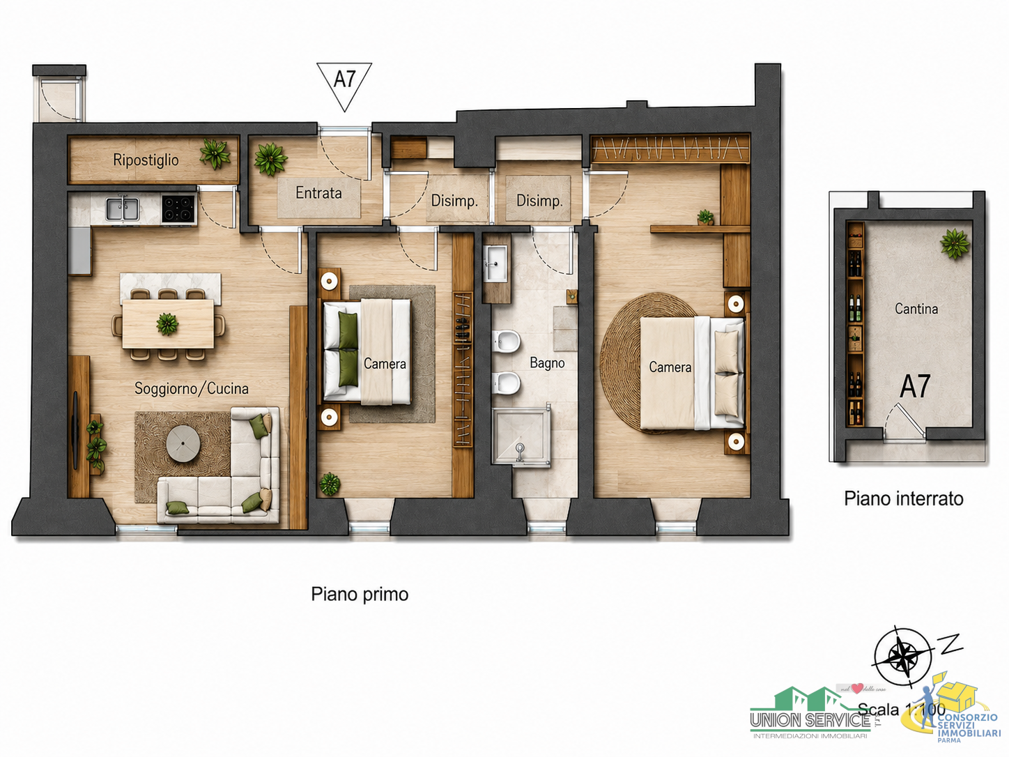 Trilocale con box in strada consortile, Parma