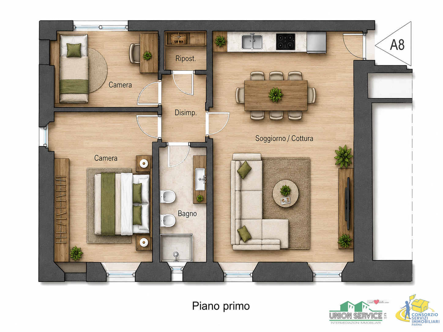 Trilocale con box in strada consortile, Collecchio