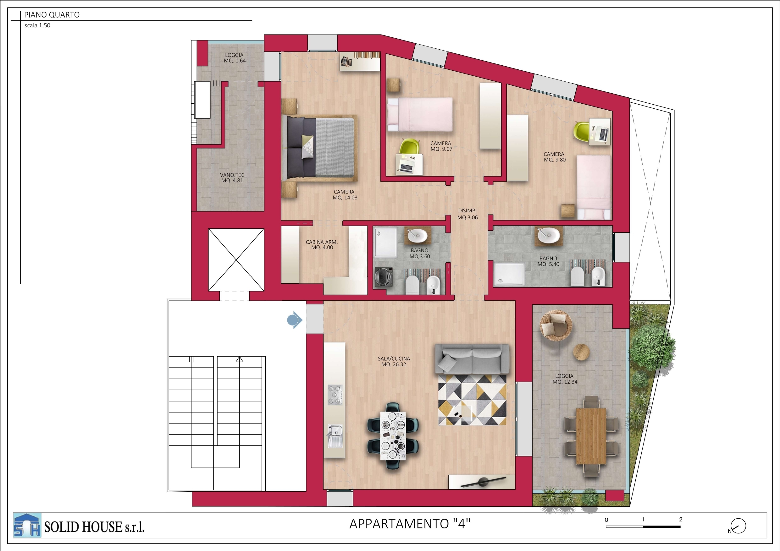 Quadrilocale con terrazzo a Rimini