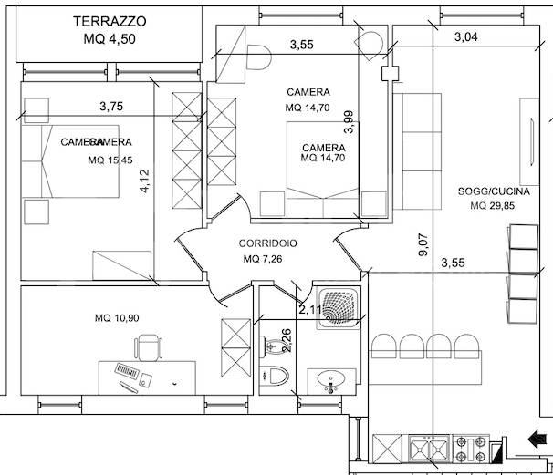 Quadrilocale ristrutturato a Bologna