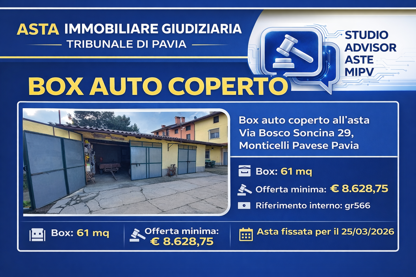 Box/Garage 61mq in vendita a Monticelli Pavese