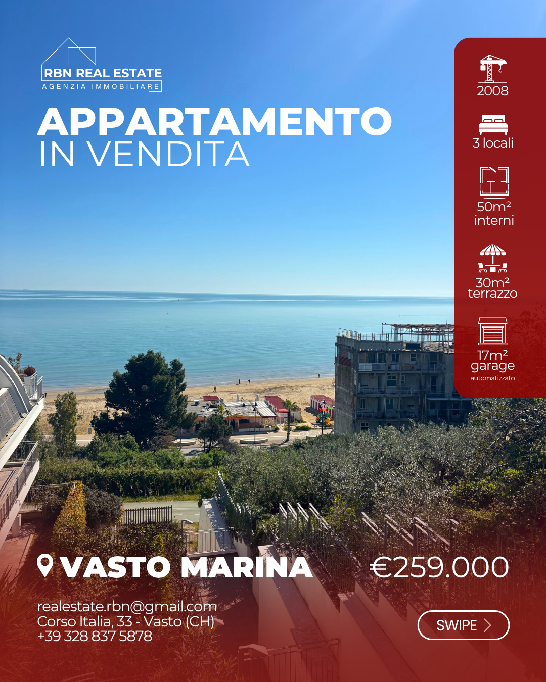 Trilocale con terrazzo, Vasto marina