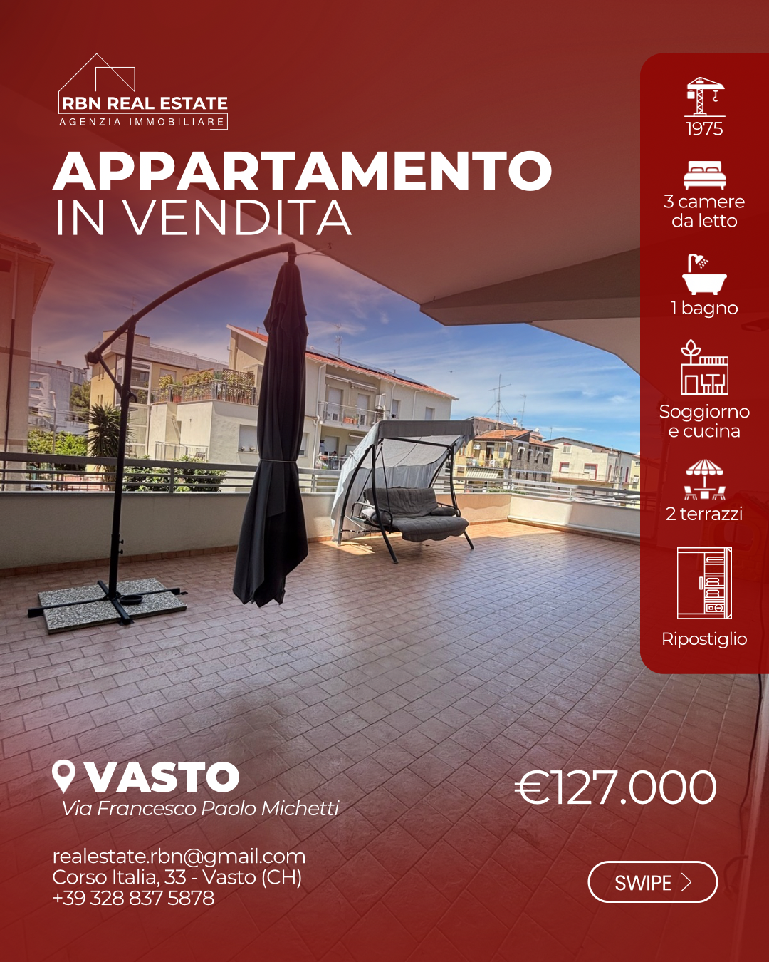 Quadrilocale con terrazzi a Vasto