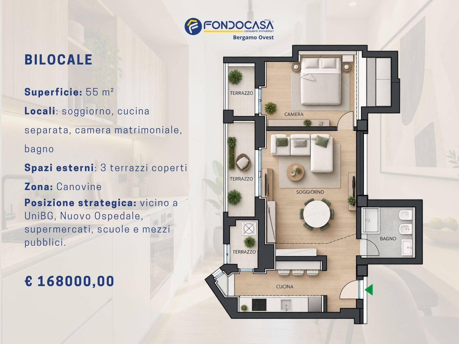 Appartamento in vendita a Bergamo, Canovine