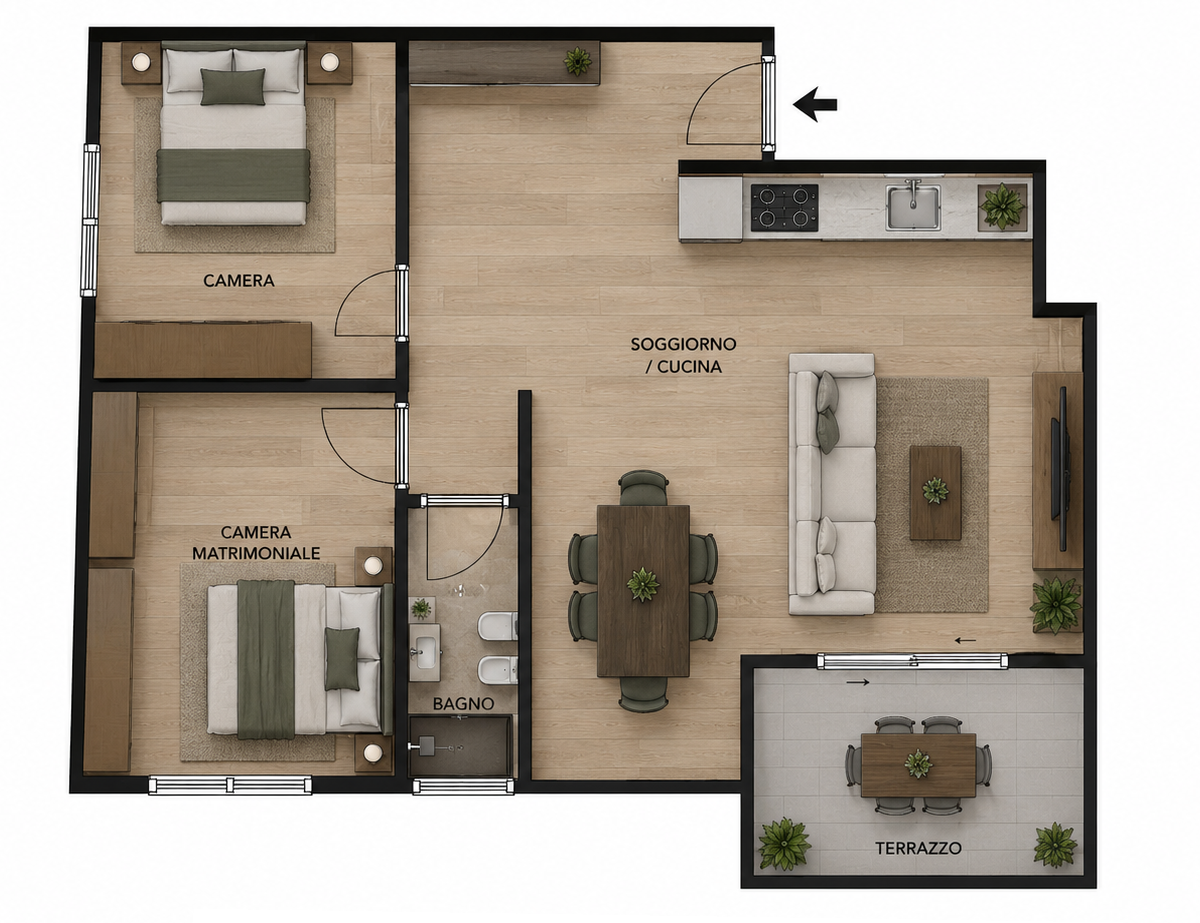 Trilocale con terrazzo, Albisola Superiore massa