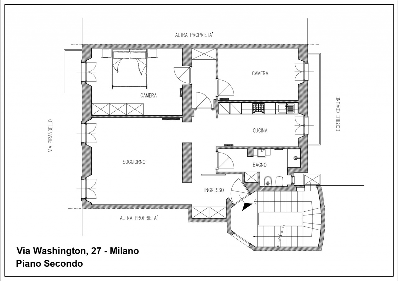 Trilocale in affitto in via washington, Milano