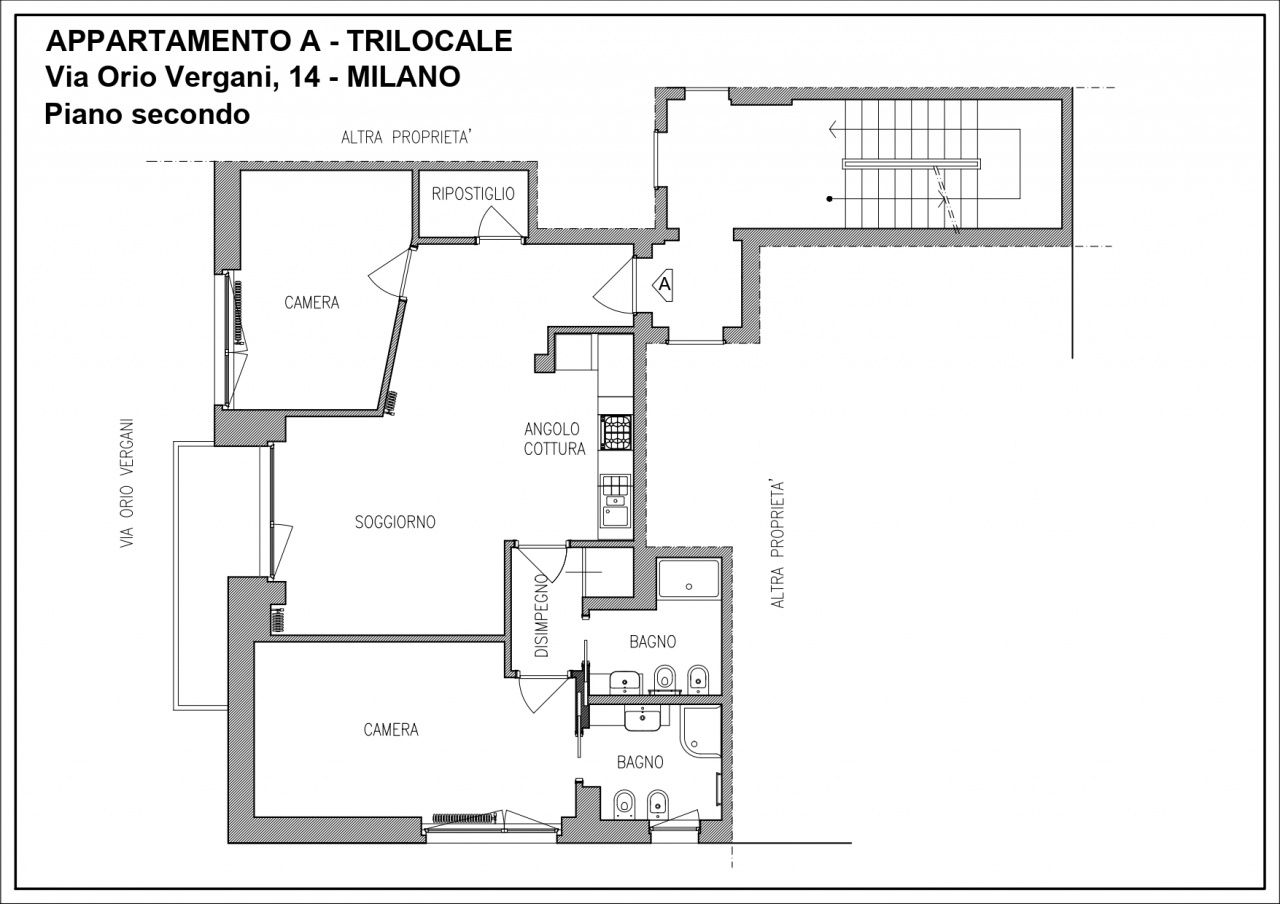 Trilocale ristrutturato in via orio vergani, Milano