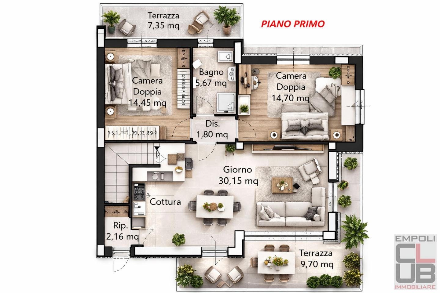 Trilocale con giardino a San Miniato