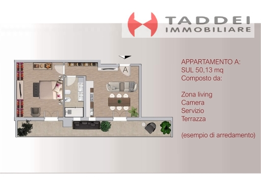 Bilocale con terrazzo, Firenze novoli
