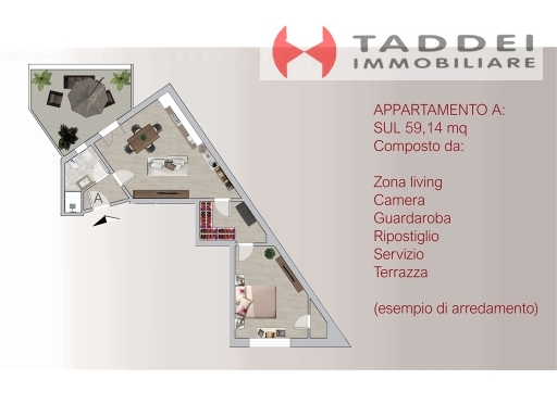 Bilocale con terrazzo, Firenze campo di marte-viale volta