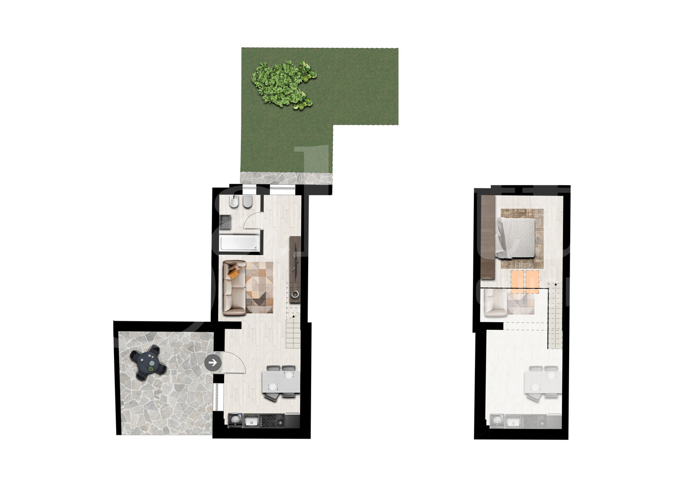 Bilocale con giardino a Bologna