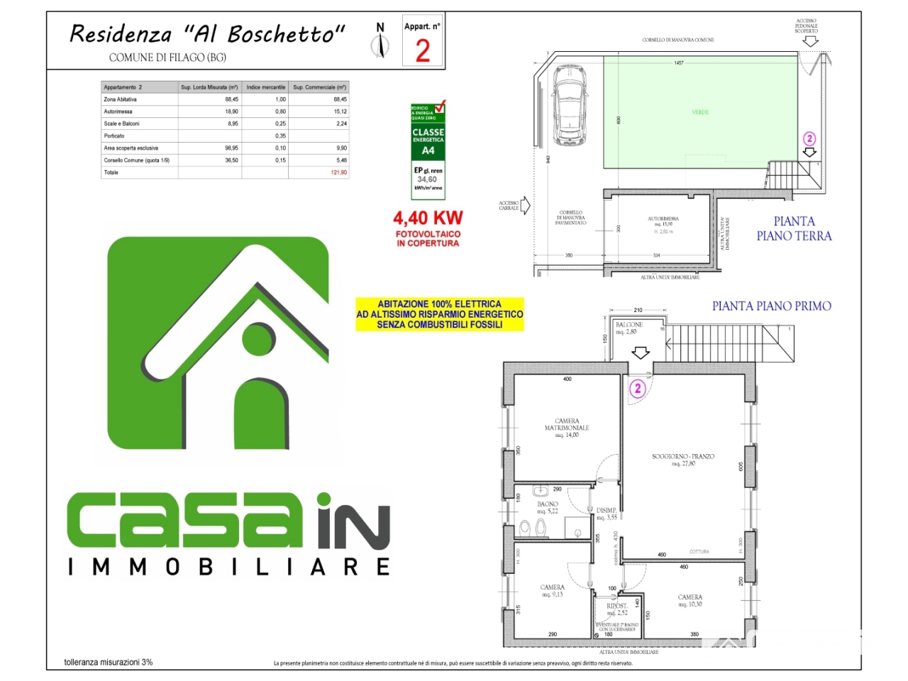 Quadrilocale con giardino in via al brembo, Filago