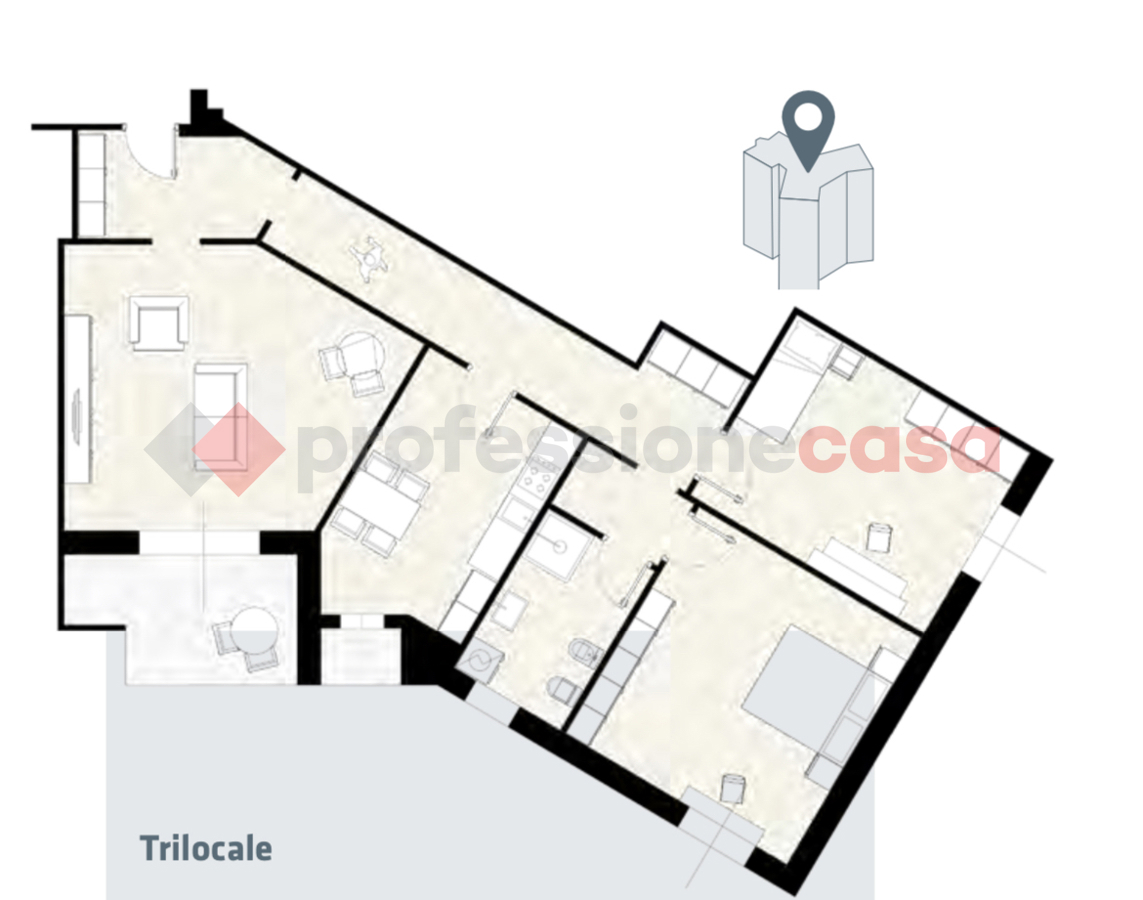Trilocale in affitto a Cesano Boscone