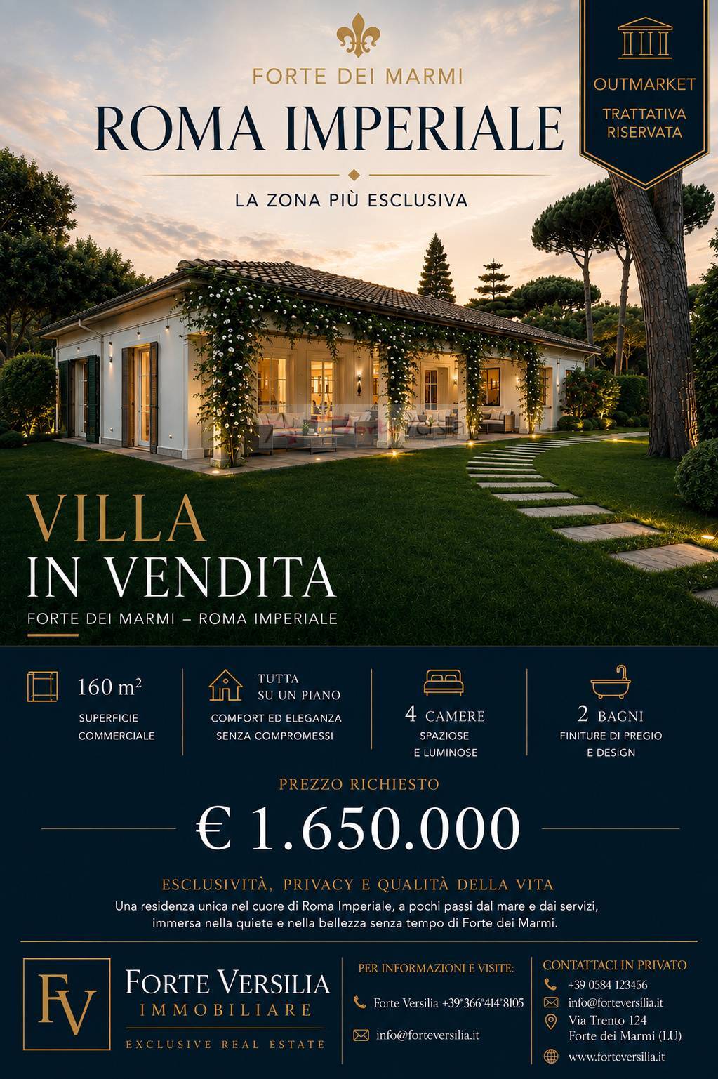 villa bifamiliare in vendita a Forte dei Marmi, Roma Imperiale