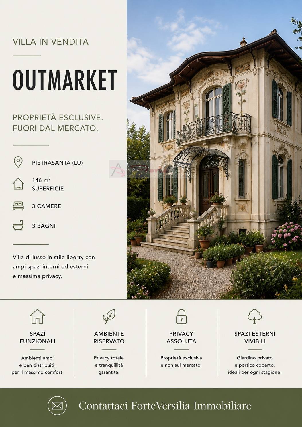 Villa Liberty in vendita a Pietrasanta, Centro Storico