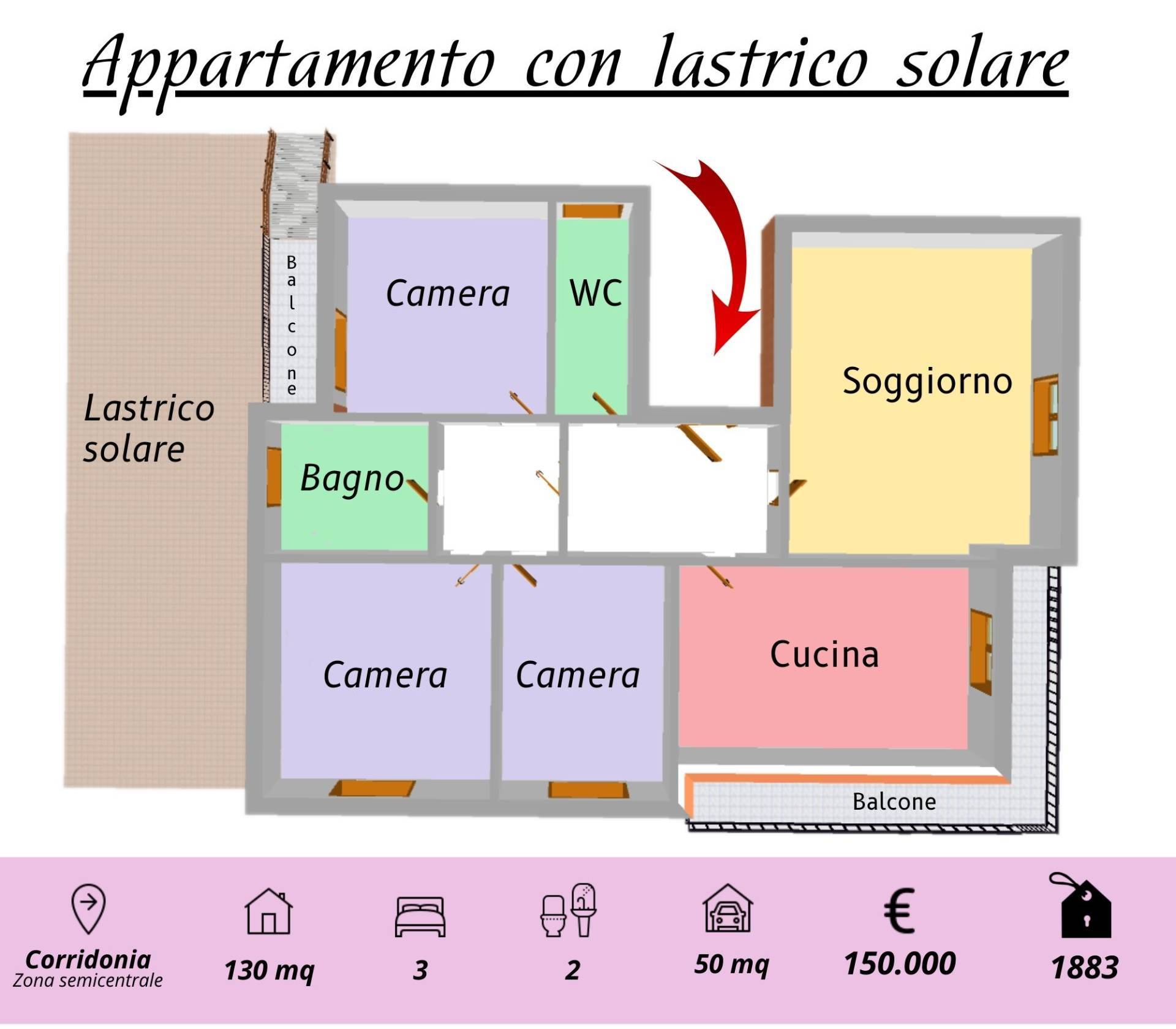 Appartamento con terrazzo, Corridonia zona semi-centrale